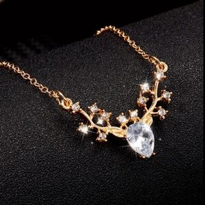 Rhinestone Reindeer Pendant Necklace